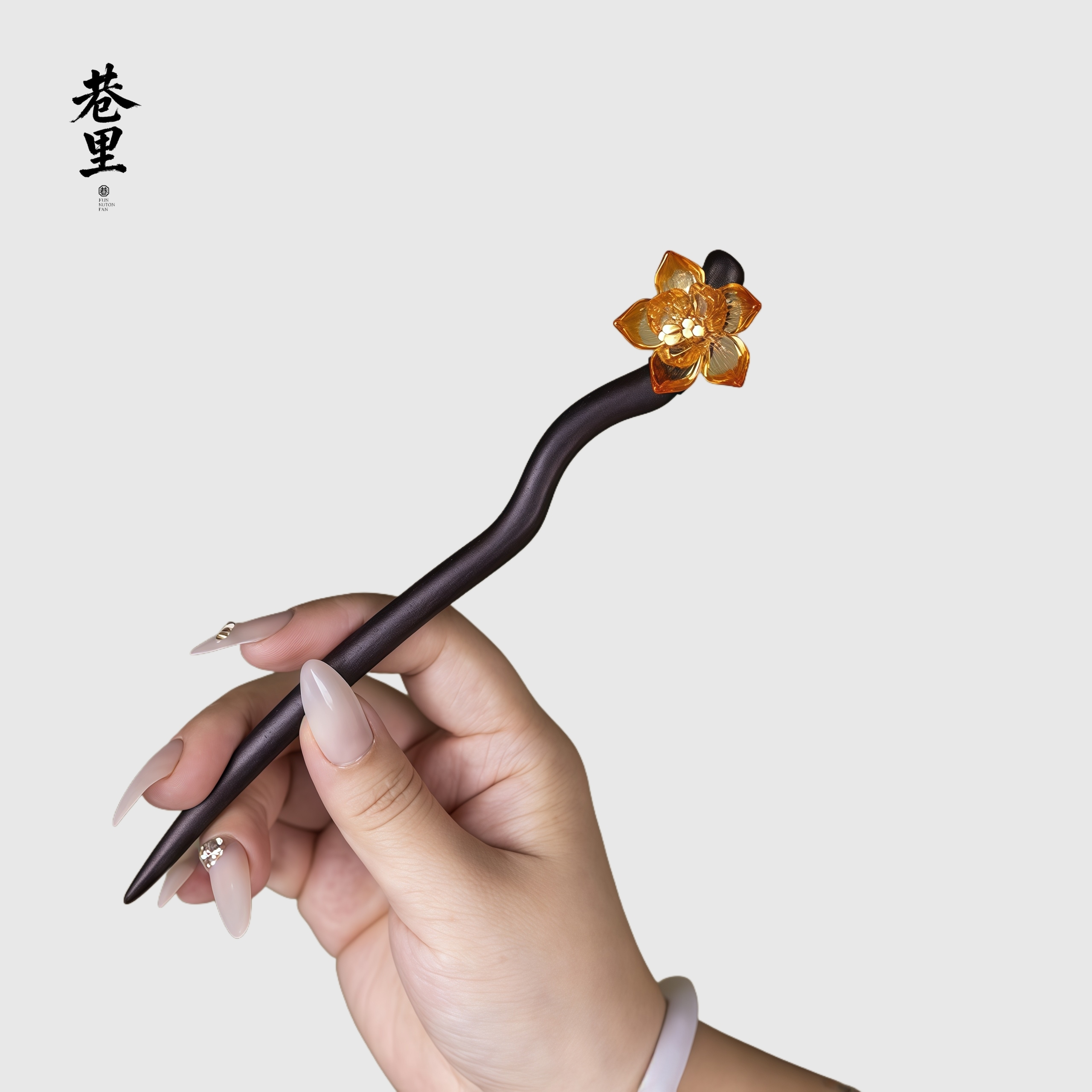 仿黑檀木发簪古风中式盘发簪子