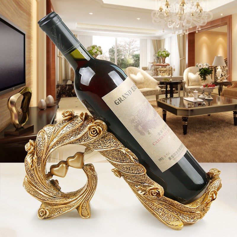 欧式创意红酒架摆件现代轻奢酒柜装饰品北欧风客R厅家用树脂酒瓶