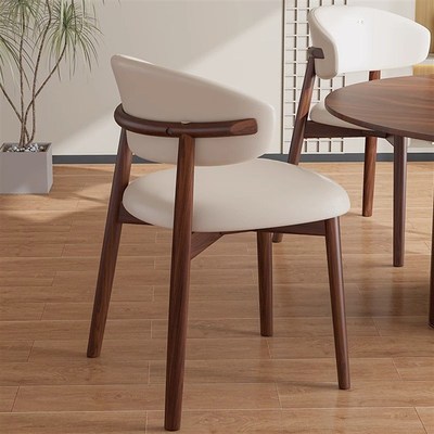 实木椅子家用餐椅软包靠背椅子2A025新款餐椅椅子羊角椅实木餐桌