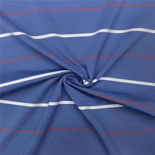 厂家销拉男装 针直织面料涤棉色织条宽条平板架WTE布pol间o T恤夏季