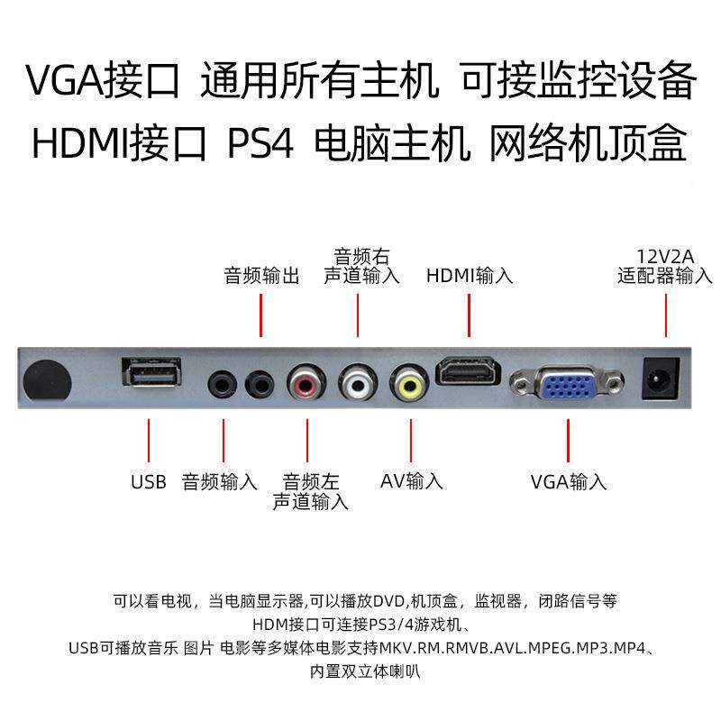 监95967控监视器18.5/20/21.5/2寸432安防业2K高清显示/器工液晶