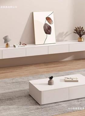 森庄园实木电挂ULF视柜奶油风悬空墙电视柜小户型挂悬浮悬电视林