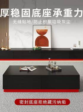 意式极简风电视柜落几黑色加厚木质小户型地家NYF组用客厅茶电视