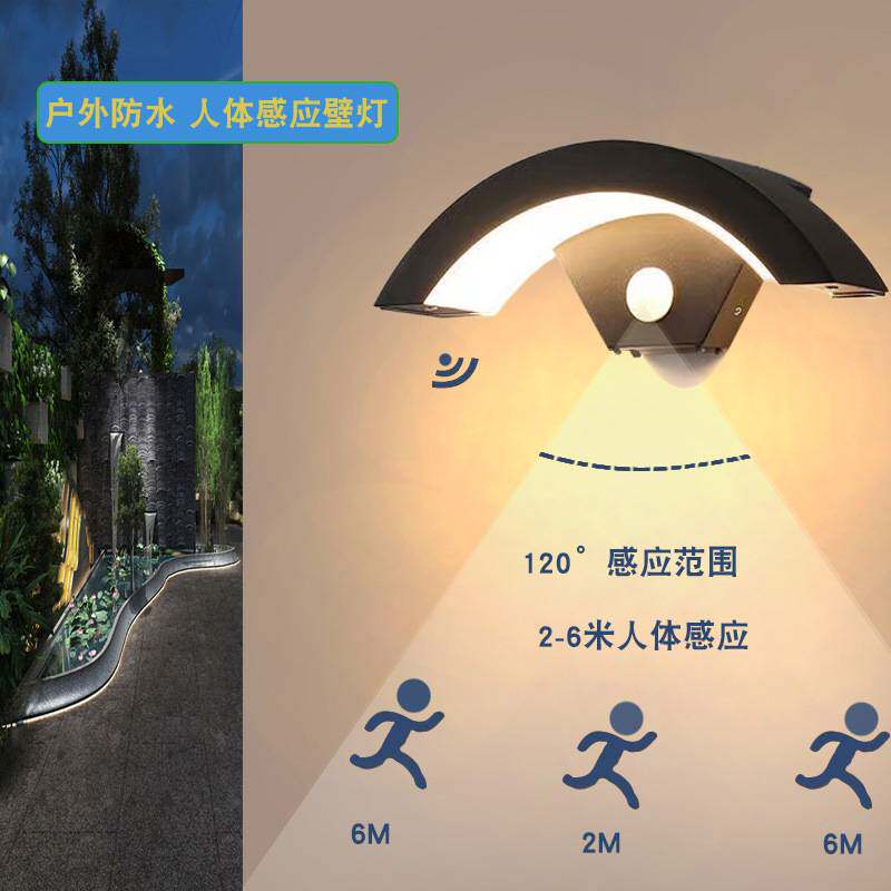 户外led人体感应壁灯楼梯阳台过道防水露台庭院灯墙灯防水耐用