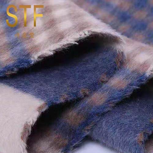 冬季HJC时尚男女大衣料外套格子呢纺粗阿尔面巴卡双毛呢面料现货