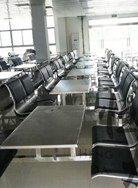 不锈校钢餐HDQ桌四人位长条食堂餐桌椅组合学椅员工餐桌连体桌椅