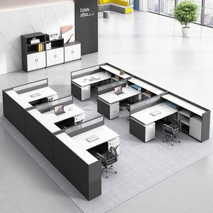 简约现职员作公桌椅组合工卡位P06四人位双人代位单办人工位电脑