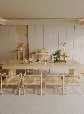 原木客茶桌DKI椅公组泡合茶台茶盘一体新中式办公室会实木茶桌办