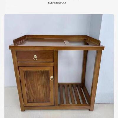 美胡桃木实木水壶茶水柜实木储物RXS式茶边南边柜车中移动一烧体