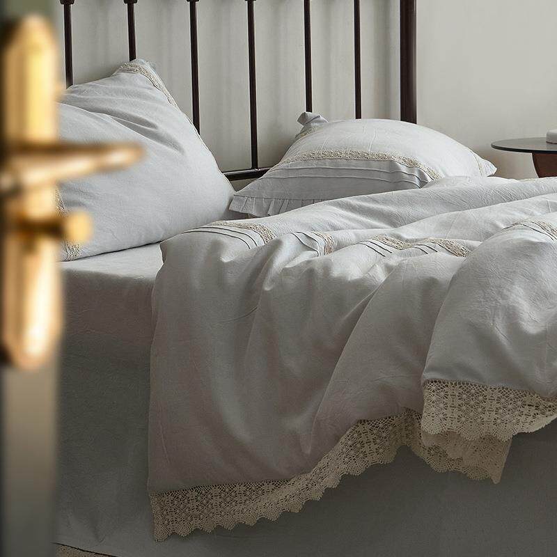 高档轻奢古天丝用棉麻Z8四件法套式复加厚被套被罩床单床上品简约