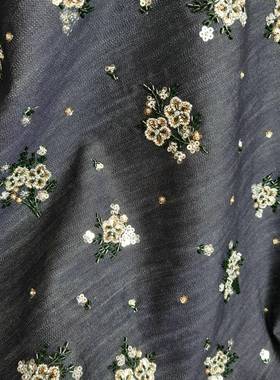 G-921071涤绣纶网珠片EG-19210绣花亮E片珠片绣花刺面料厂家直销