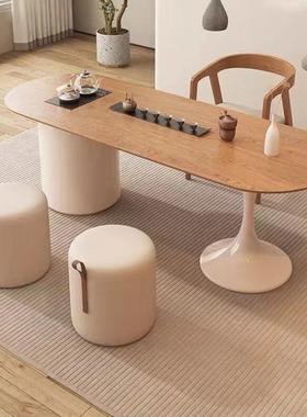 网泡红奶油客厅茶简台家用桌椅茶阳台实木约轻一奢茶桌一/oth体整