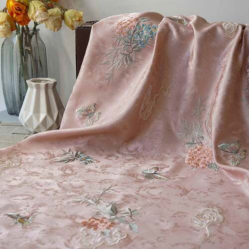新中式仿锦绣球ODY515-提花蝴绣蝶花面料国风汉服马甲外套重宋工