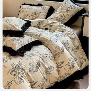 法赫式本套风全棉纯2025-2-1棉件套2025新款公主花四边被床单复古