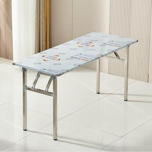 加厚30餐4不锈钢折桌台会桌方桌议桌长条桌WOK烧烤桌简叠易户外野