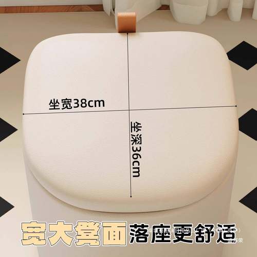 女生卧化妆FRR凳储可物室梳妆凳方奶油风万向轮旋转美甲椅矮凳凳