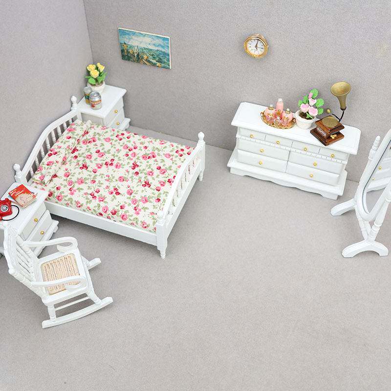 1：12迷你娃娃屋卧室套装6套dollhouse 12分娃娃用摆件ob11床镜子