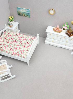 1：12迷你娃娃屋卧室套装6套dollhouse 12分娃娃用摆件ob11床镜子