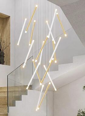 楼客吊梯灯极简复式楼跃层l711oft公寓别墅旋空转楼梯挑led厅大吊
