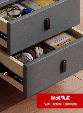 轻奢头柜意式质现代实木简皮约床卧室收纳小床边型JVL柜岩板储物