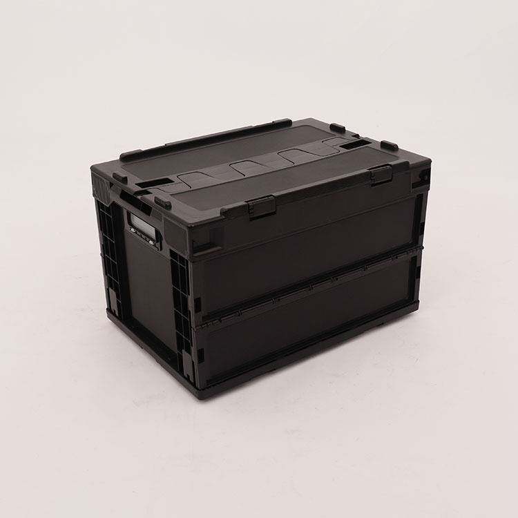 橙色折叠箱 带盖物流周转塑料箱 加厚整理收纳箱 大号熟胶折叠箱