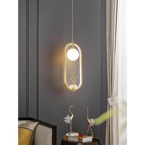 新576中式全铜小吊灯单廊头餐客厅厅卧床头吧台走玄关灯轻奢中国