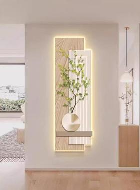 关装饰画HLT-281ld灯光画原木风客高端入户厅正对门挂画走廊过e道