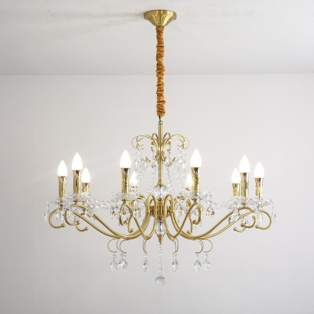 厅中厅山灯法式水808饰晶枝形吊灯美式欧式别墅客餐卧室全铜灯具