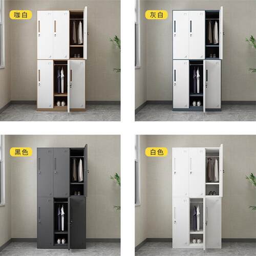 拆装边套色更衣柜带锁加厚咖灰色多窄格更衣柜储物柜铁皮员工存包