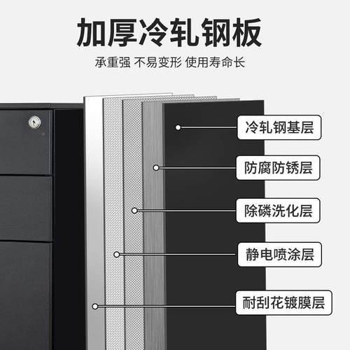 屉铁皮件柜桌下文件柜办公室储物柜带锁抽柜可SY-MS019移动矮柜收