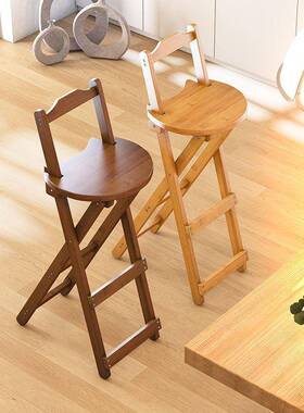 厨房OIJ折叠椅家用洗菜池折叠木高凳子成人实椅背子吧椅带靠交叉
