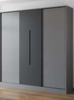 双开门一体式出屋租物柜衣柜卧室简GXU易实木小型现简代约灰色耐