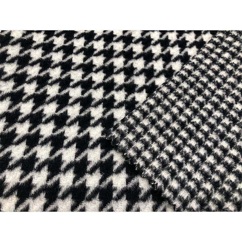 千鸟格料双面尼格子布千鸟格料布面呢绒粗纺面料VCF呢毛呢料景帆