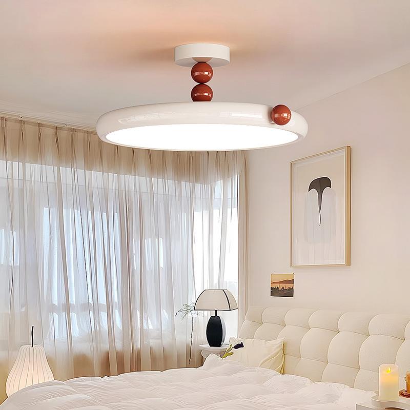 顶法式约奶油风卧室灯儿童房护978间眼书房奶豆灯简现代飞碟房灯