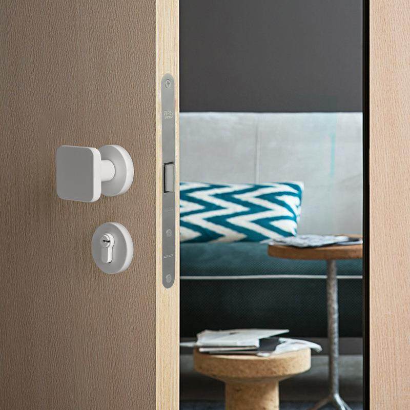 隐形简约白色简约卧室门锁用通用型磁吸静音房家门锁室分体内锁木
