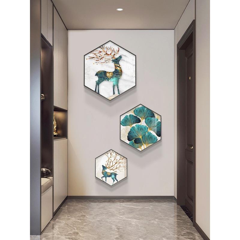 平安乐玄关喜装饰画现代简约门入户走廊挂GDL画轻奢进六客厅边形