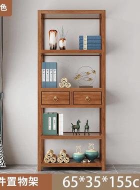 实木置KBC物架橡胶式木物架中茶具柜子书架落客地厅茶室摆件博古