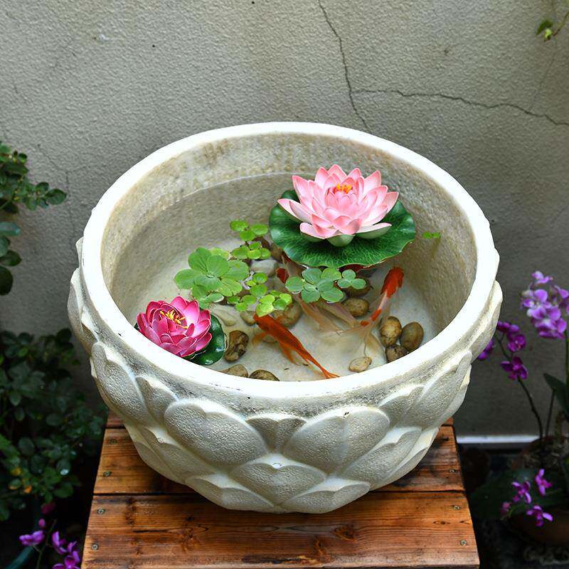 庭院养水景lpum6568摆件院内古法小鱼缸台鱼池农家花园布置家庭阳