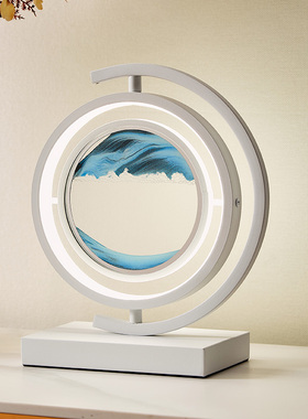 创意轻奢流沙画沙漏摆件带灯w3d立体客厅玄关软装饰品乔迁新居礼