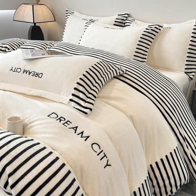 牛奶床单四件套被套奢风双面床品冬季绒加绒高端轻保暖绒加厚珊瑚