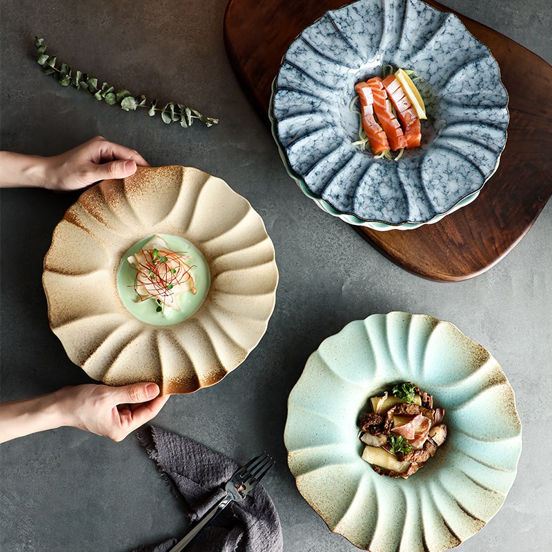 日式草帽陶瓷盘子盘子家用s创意个性餐具西餐牛排义大利面 面沙拉