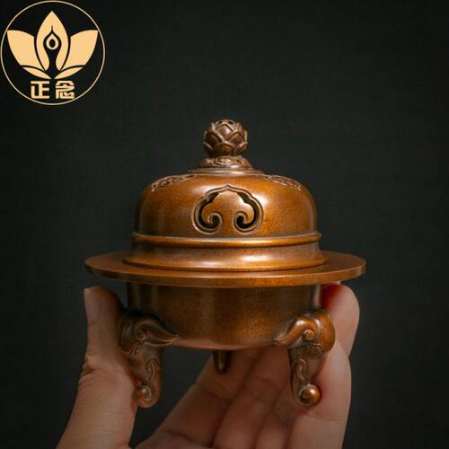 庆松堂苏工铜炉名家胡庆松制紫铜三足象薰炉复古文房摆件家用熏香