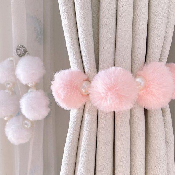 软糯毛球窗帘绑带珍珠水钻磁吸对扣卧室客厅窗帘扣绑绳收纳固定夹,居家布艺,窗帘绑带,淘宝优惠券,粉丝福利购,淘宝优惠卷