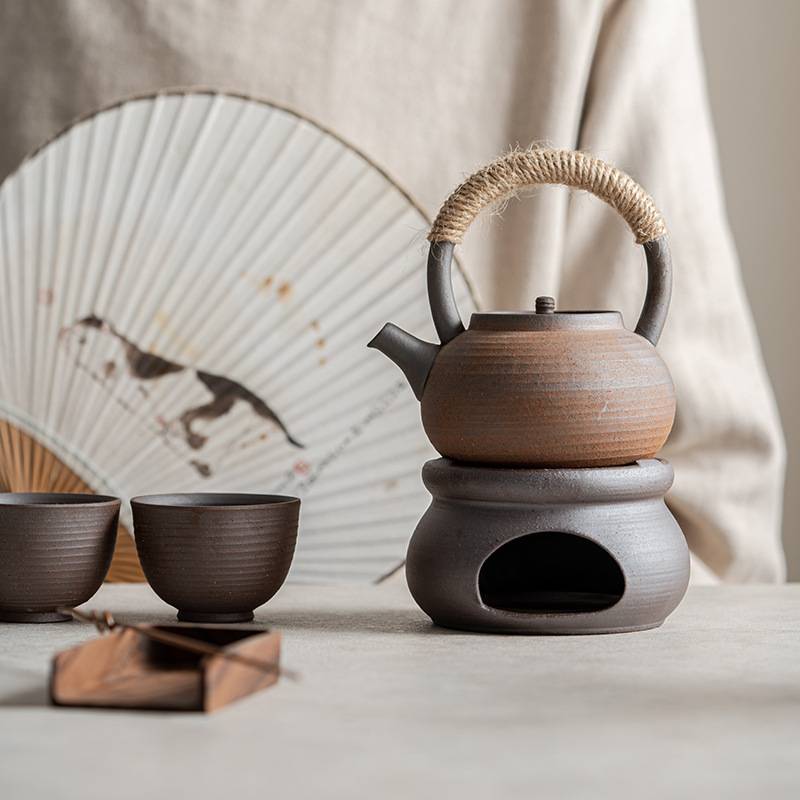 九匠风 粗陶小号提梁壶 工夫茶具手提泡茶壶陶瓷日式单壶家居壶