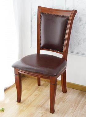 欧式木13179餐椅家用厅靠背单人餐休闲洽谈实包木美式复古软实椅