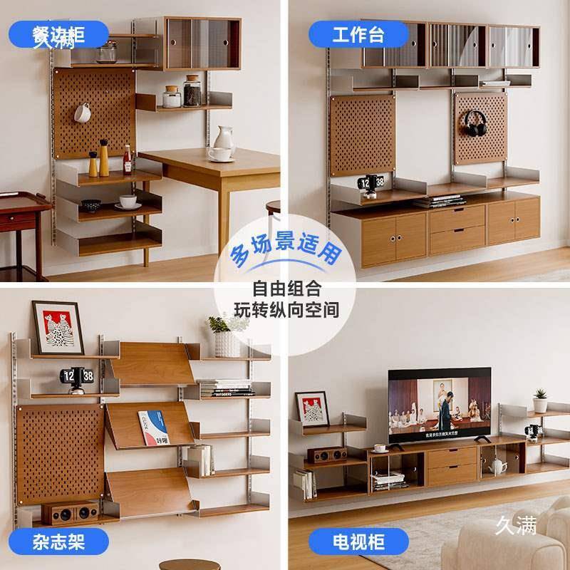 墙置物架壁挂式铁艺隔板架书纳客上厅挂墙多层收架展768示架高度