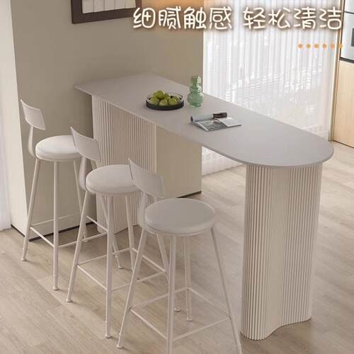 家用客厅厨房边278隔断吧台阳台靠墙圆小户桌型高脚奢轻岩板半吧