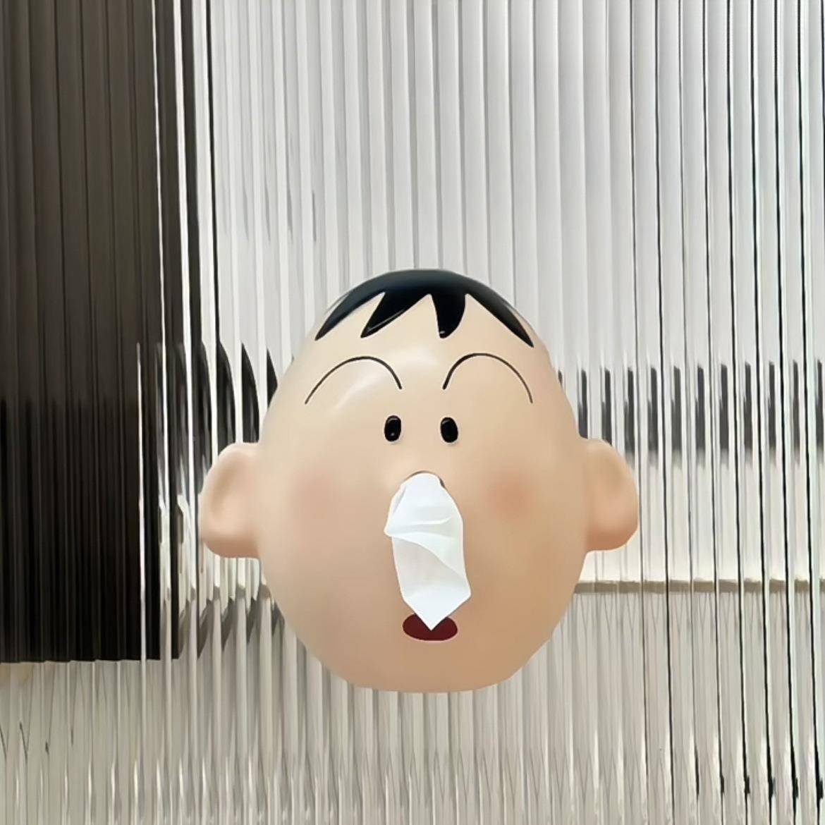 卡通阿呆脂纸巾纸盒创卫意生间浴室87置物架免打孔厕纸挂壁式树抽