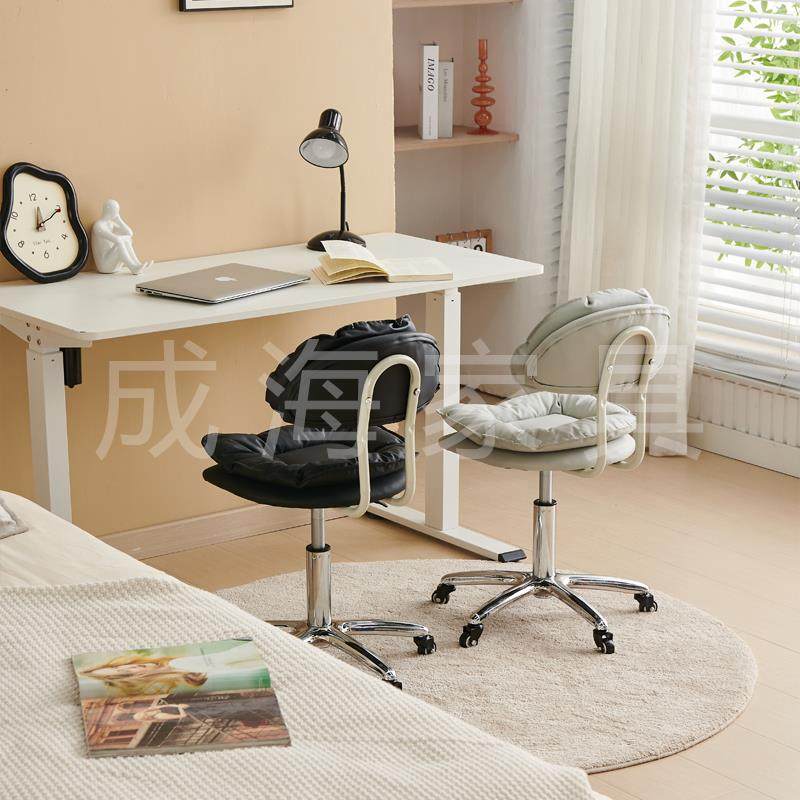 9U带靠背梳妆台发理凳子可旋转向万滑轮升降师椅理发店凳无品牌/