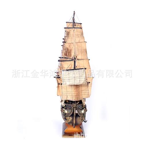 78cmHQ310-78仿木质古帆模工型桌面橱窗装饰摆件手工组装艺一帆船
